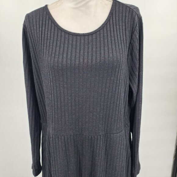 BLOOMMCHIC Black Ribbed Knit Fit & Flare Ruffled Midi Sweater Dress 14-16 NWT - Picture 4 of 13